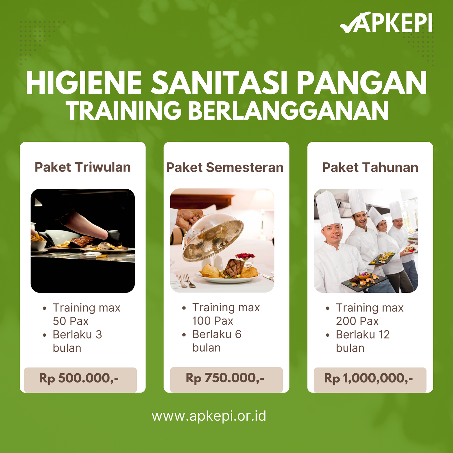 Higiene Sanitasi Pangan Training Berlangganan (Paket Semesteran)
