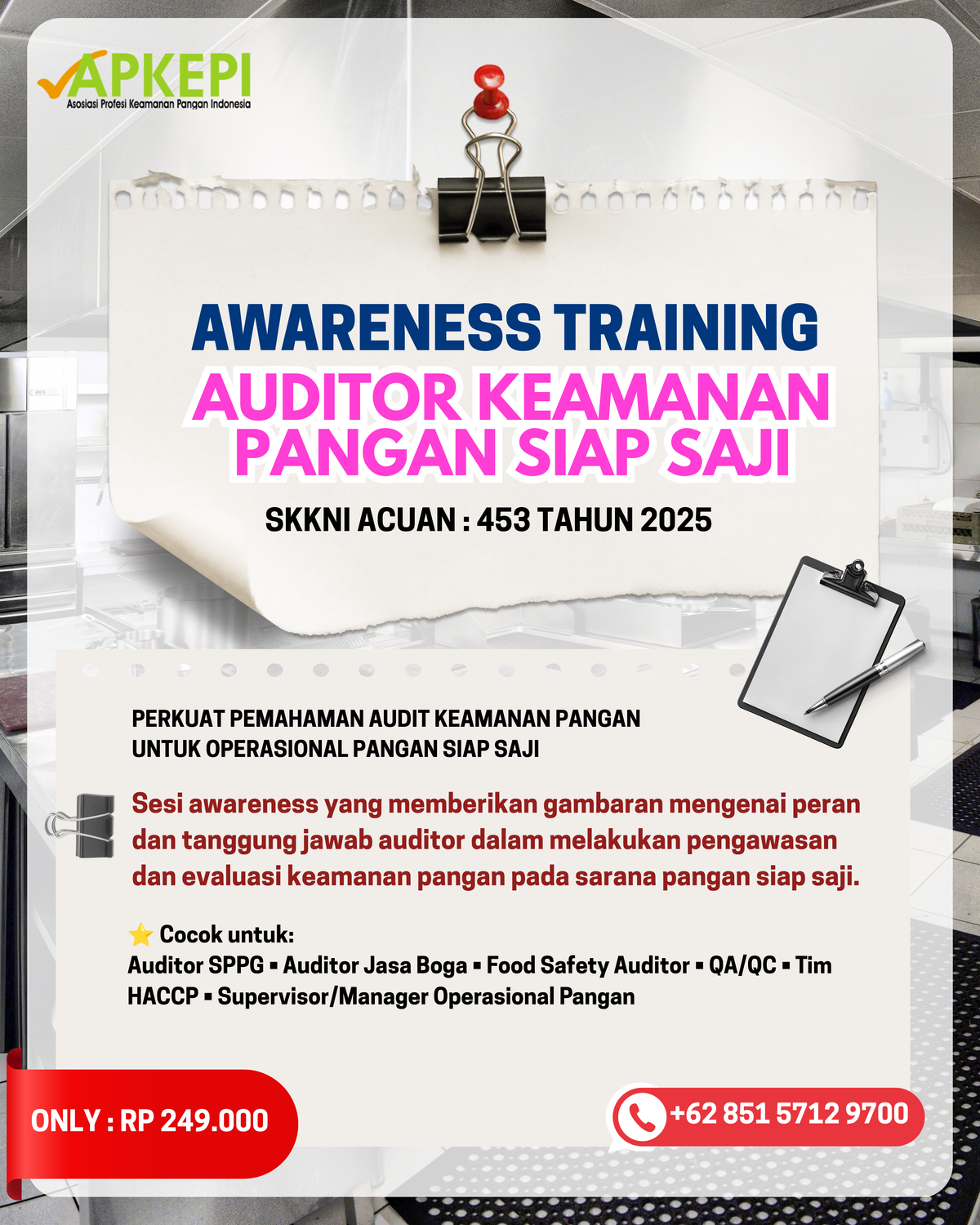 Awareness Training – Auditor Keamanan Pangan Siap Saji