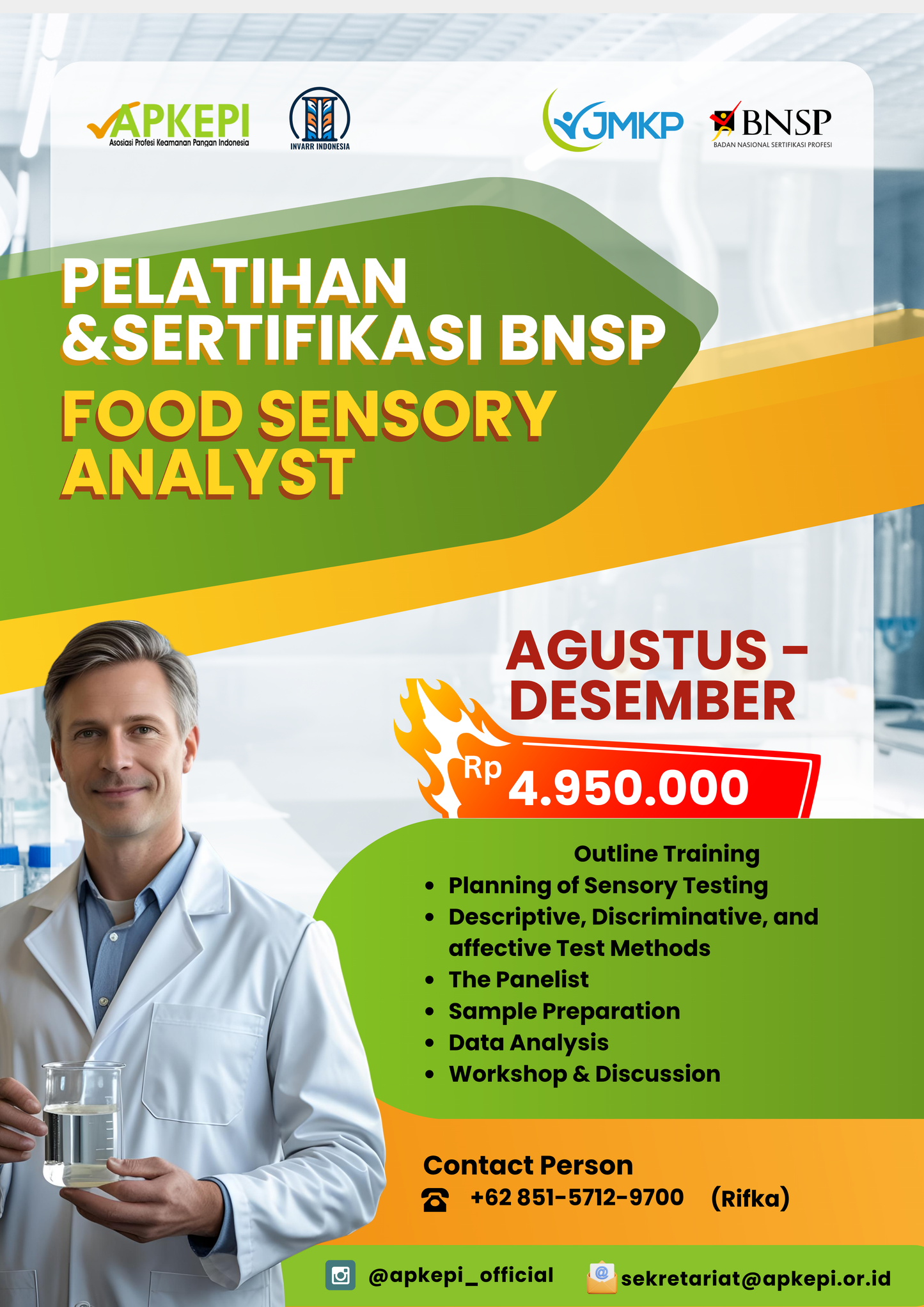 Pelatihan & Sertifikasi Kompetensi Food Sensory Analyst