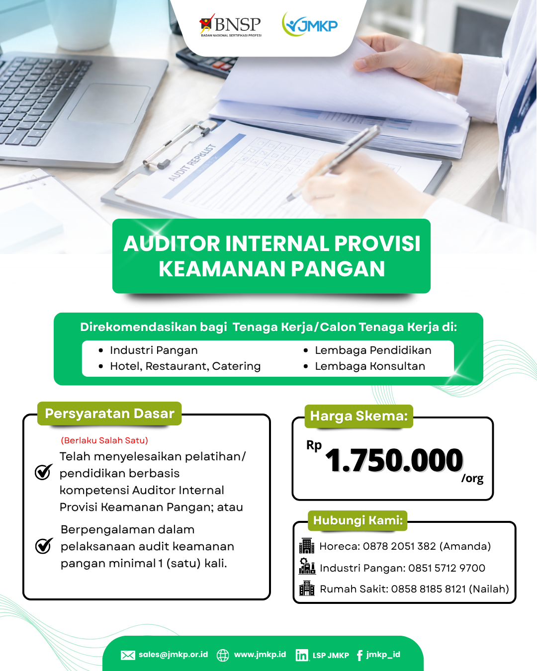 Sertifikasi Kompetensi Auditor Internal Provisi Keamanan Pangan