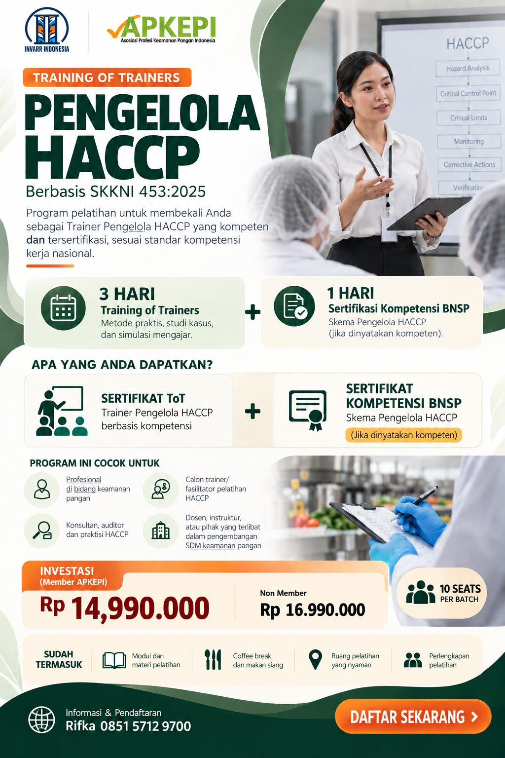 Training of Trainers – Pengelola HACCP Berbasis SKKNI 453:2025