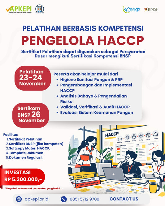 Pelatihan Berbasis Kompetensi Pengelola HACCP