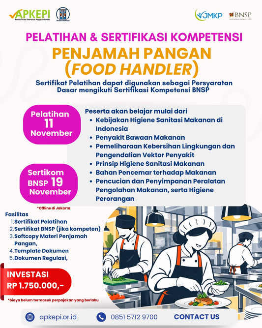 Pelatihan & Sertifikasi Kompetensi Penjamah Pangan (Food Handler)