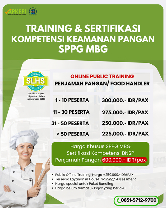 Program SPPG MBG: Training & Sertifikasi Penjamah Pangan/Food Handler