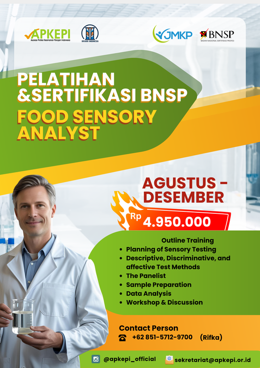 Pelatihan & Sertifikasi Kompetensi Food Sensory Analyst