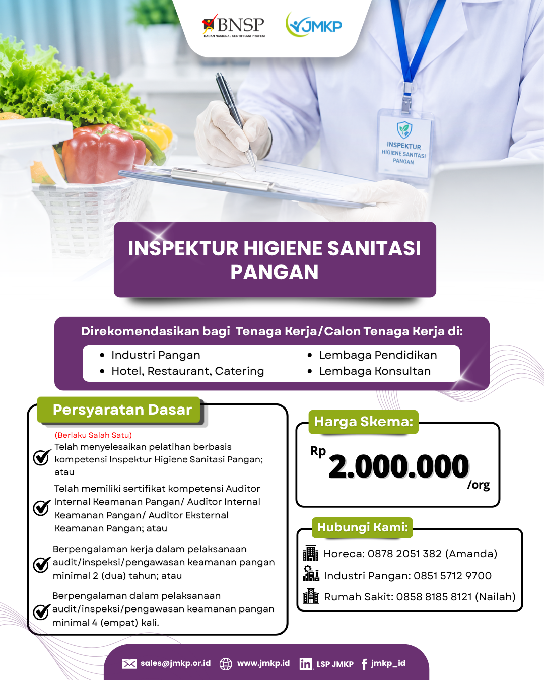 Sertifikasi Kompetensi Inspektur Higiene Sanitasi Pangan