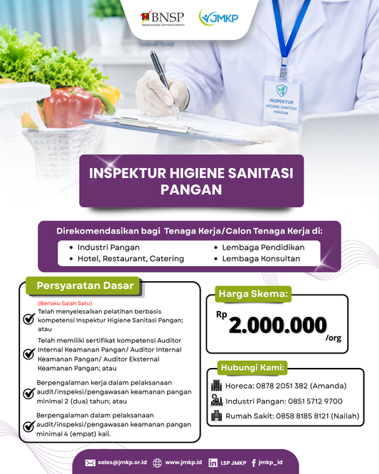 Sertifikasi Kompetensi Inspektur Higiene Sanitasi Pangan