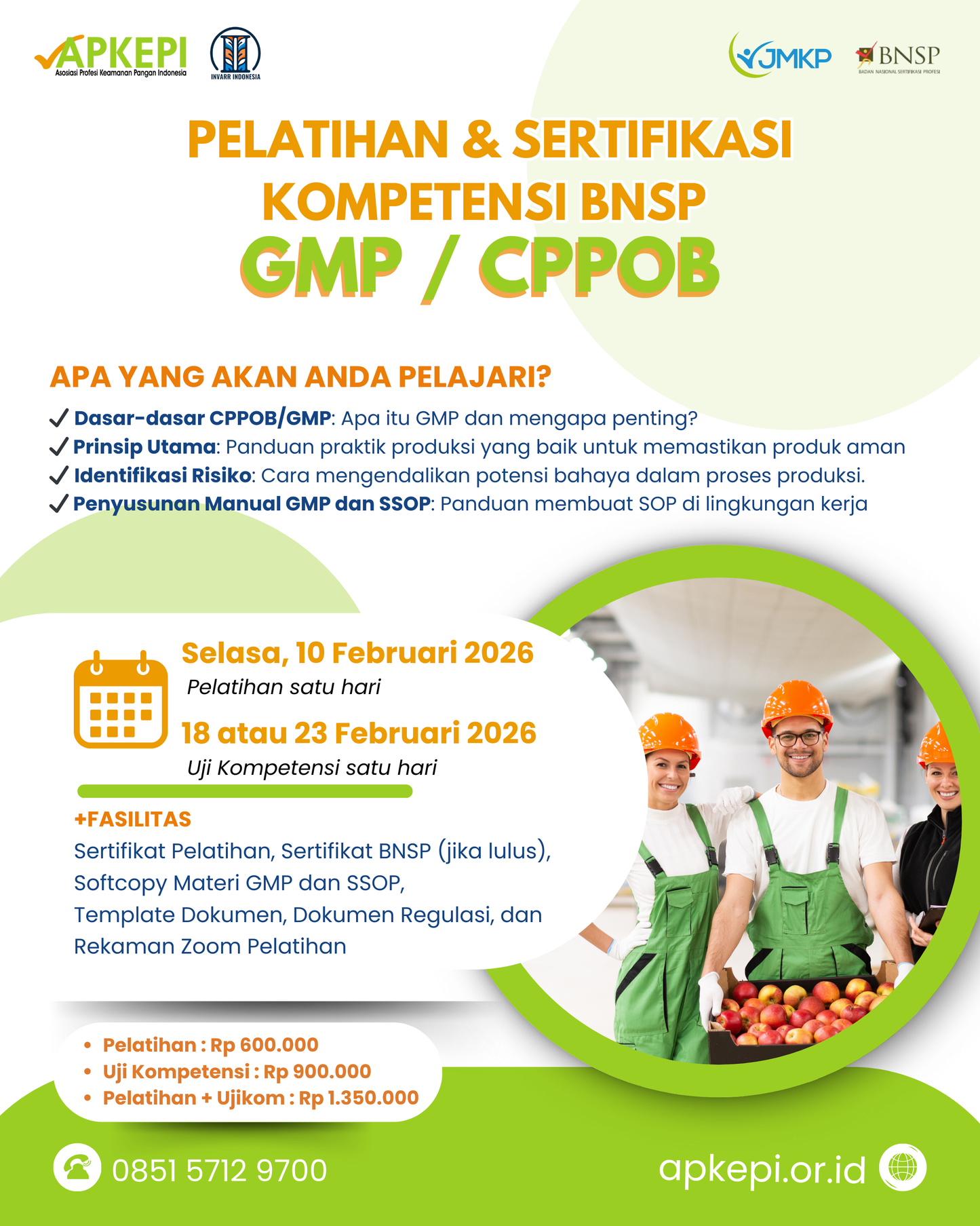 Training by Invarr & Sertifikasi Kompetensi Pengelola GMP by LSP JMKP