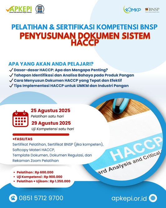 Training by Invarr & Sertifikasi Kompetensi Penyusunan Dokumen Sistem HACCP By LSP JMKP