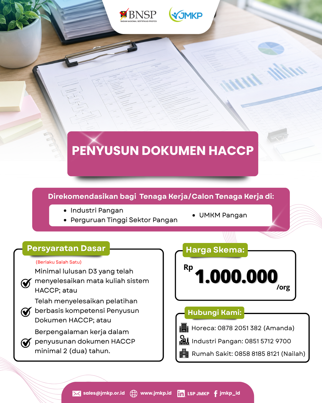 Sertifikasi Kompetensi Penyusun Dokumen HACCP