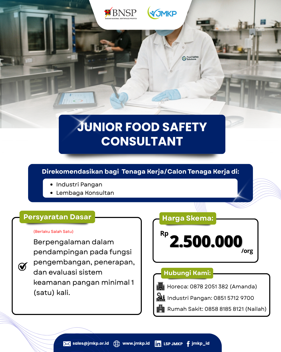 Sertifikasi Kompetensi Junior Food Safety Consultant