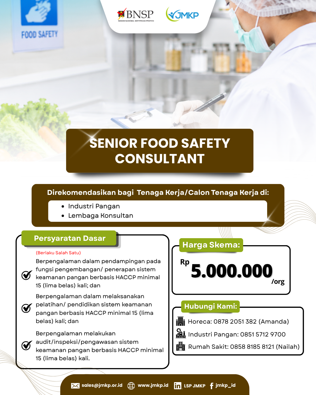 Sertifikasi Kompetensi Senior Food Safety Consultant